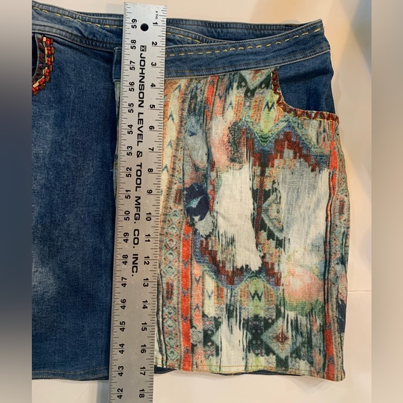 ANGELS NEVER DIE Mini Skirt Linen & Denim Combo Size 3 Large - Picture 5 of 6